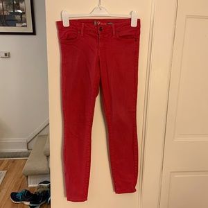 Cherry red skinny jeans